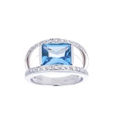 Diamond & Blue Topaz Gold Ring